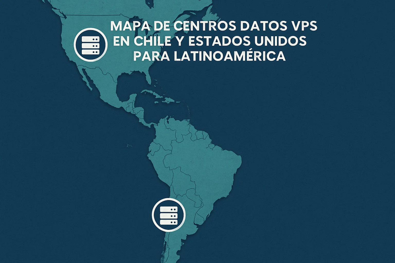 Mapa de centros de datos VPS en Chile y Estados Unidos para Latinoamérica